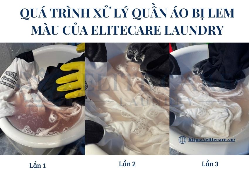 Quá trình xử lý quần áo bị lem màu của Elitecare Laundry