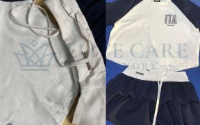 Hành trình cứu bộ váy Kappa phối trắng xanh bị lem màu