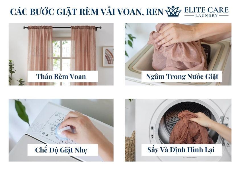 Cách giặt rèm vải voan, vải ren