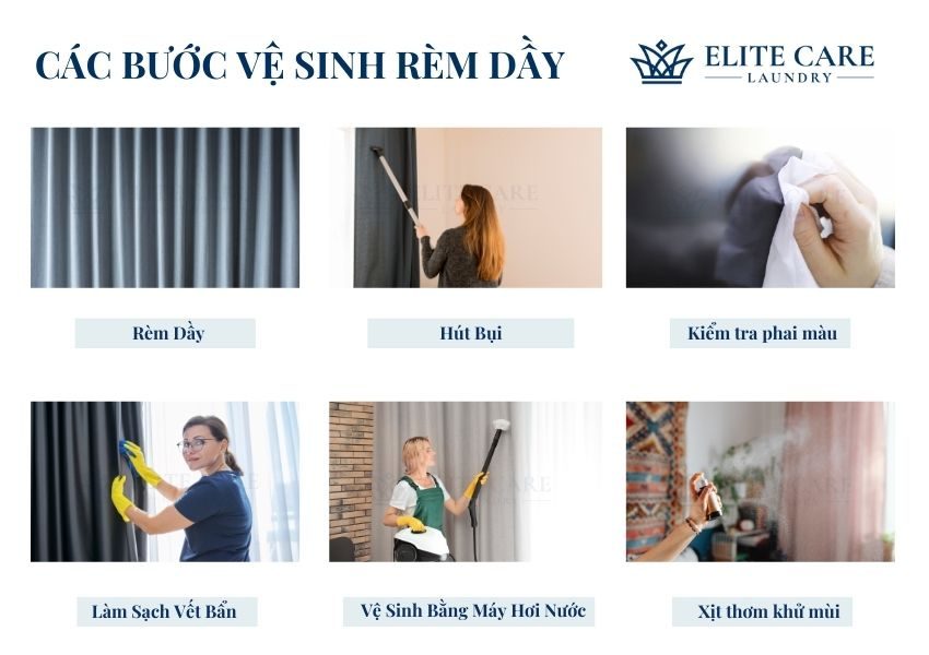 các bước vệ sinh rèm dầy không cần tháo