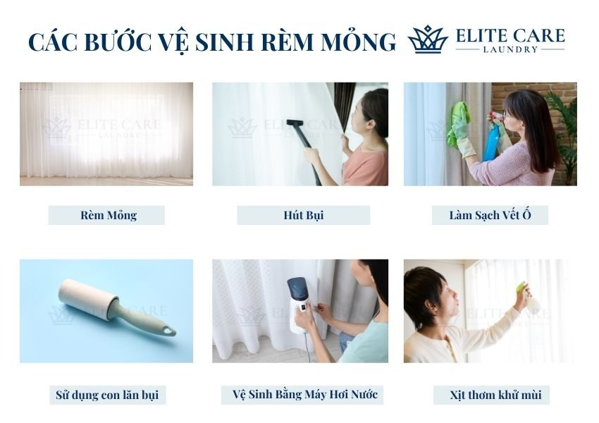 các bước vệ sinh rèm mỏng không cần tháo